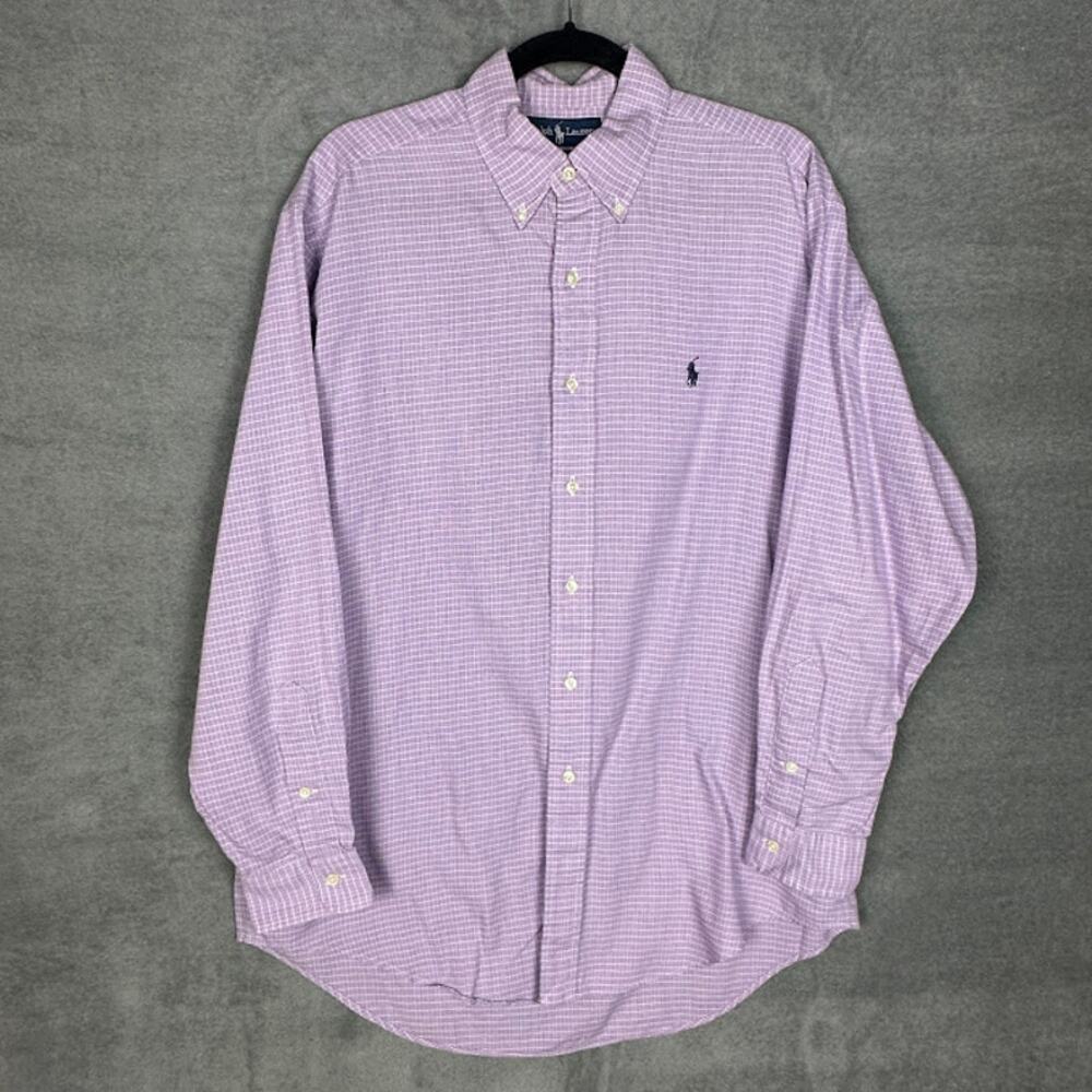 Ralph Lauren Shirt Mens 15 1/2-33 Purple Long Sleeve Button Up Yarmouth Preppy - Picture 1 of 11
